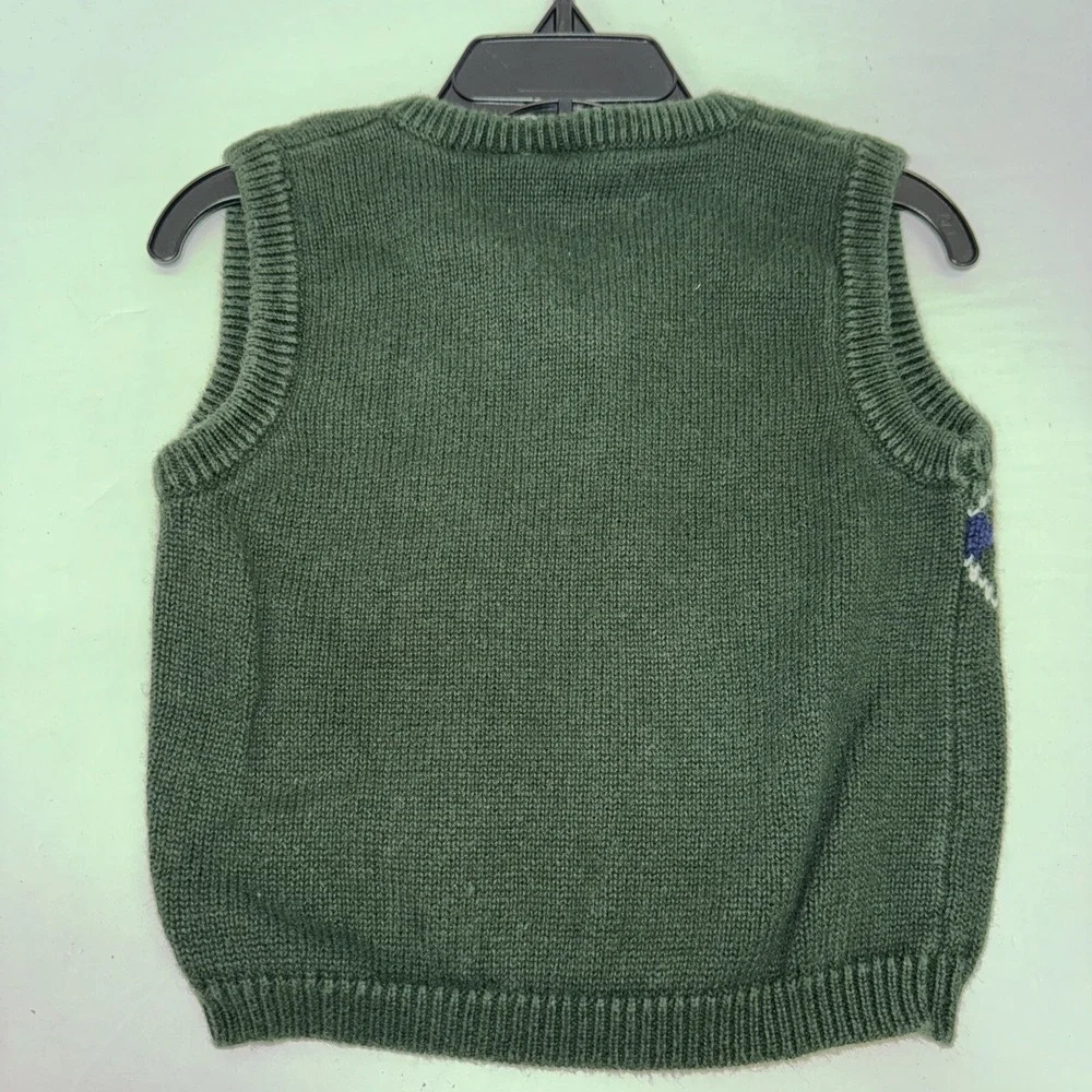 Mc Kids Knitted Vest Toddler Size 2T Green V Neck Vest